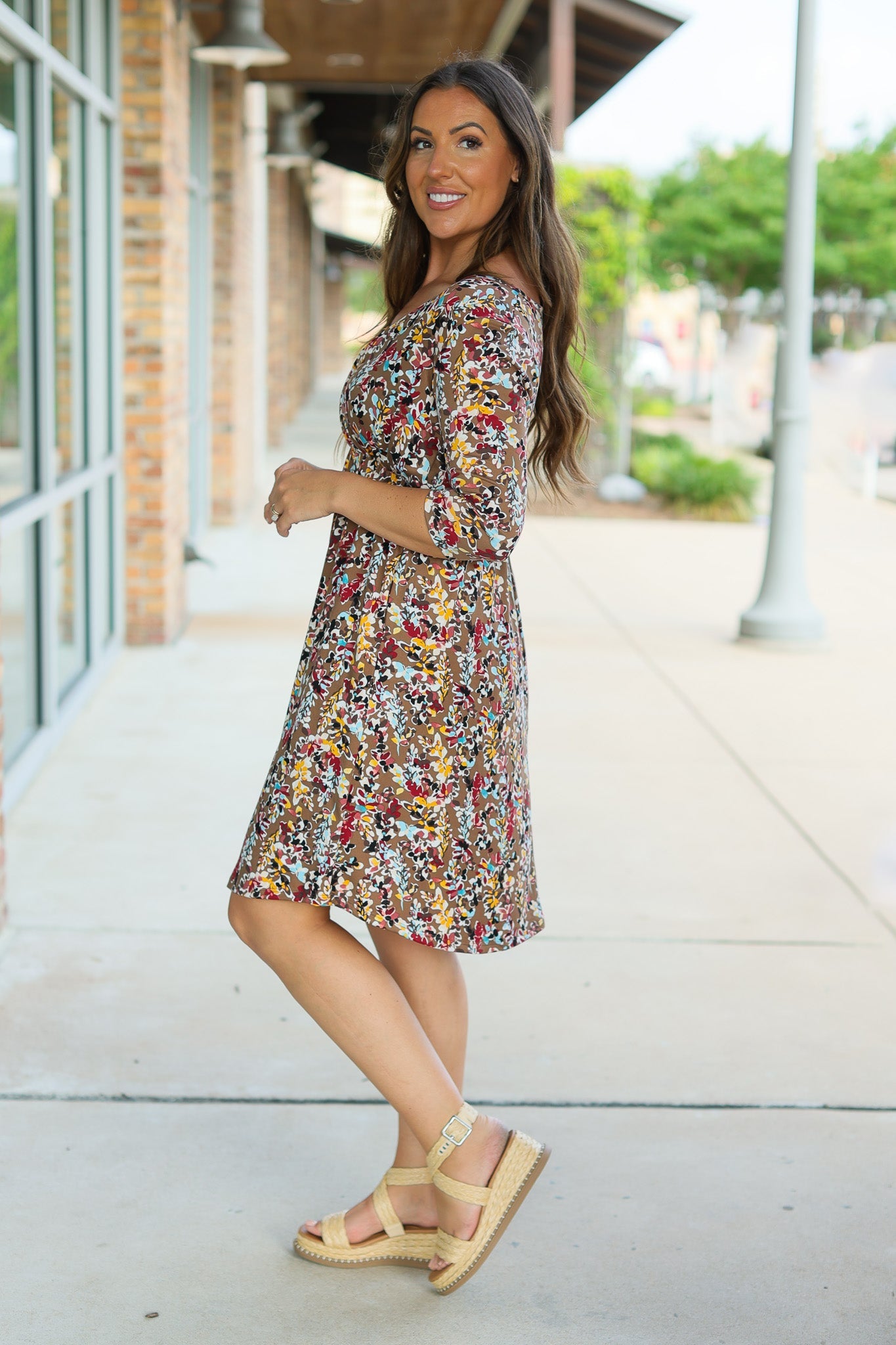 Michelle Mae Taylor Dress - Mocha Floral