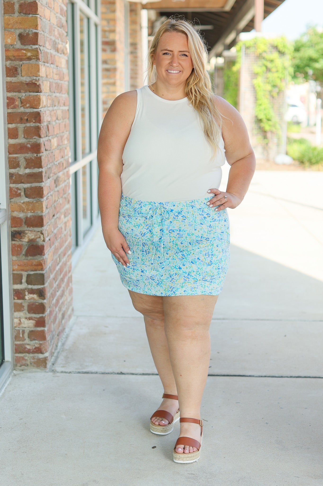 Michelle Mae Sienna Skort - Aqua Micro Floral