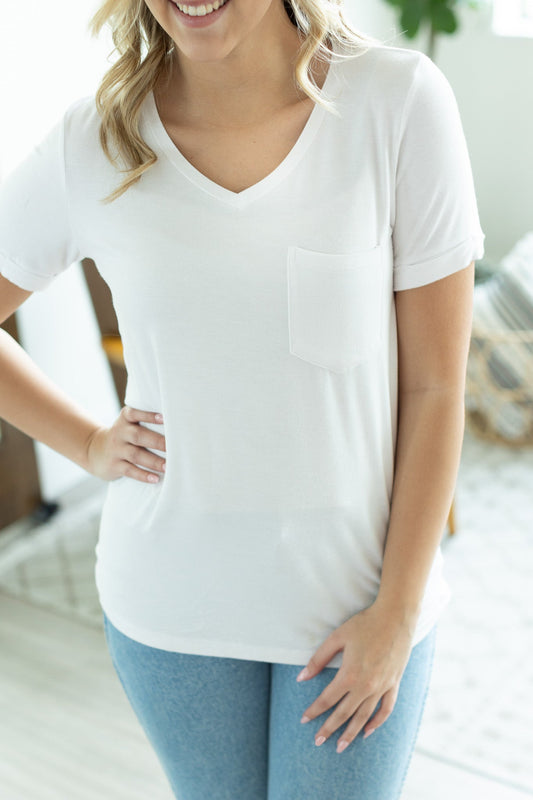 Michelle Mae Sophie Pocket Tee - White