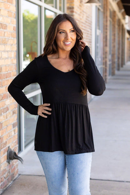 Michelle Mae Long Sleeve Sarah Ruffle - Black