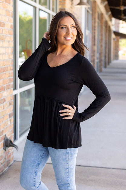 Michelle Mae Long Sleeve Sarah Ruffle - Black