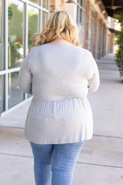 Michelle Mae Long Sleeve Sarah Ruffle - Light Grey