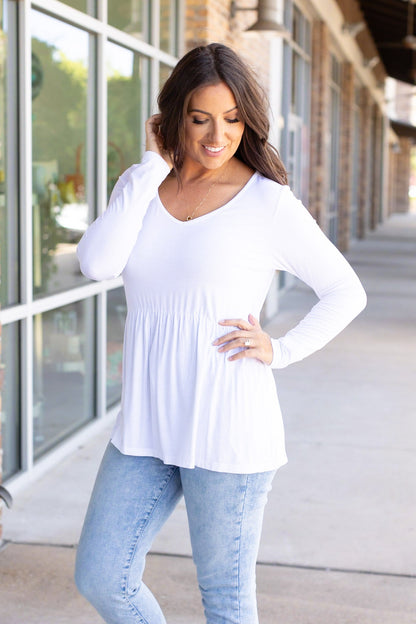 Michelle Mae Long Sleeve Sarah Ruffle - White