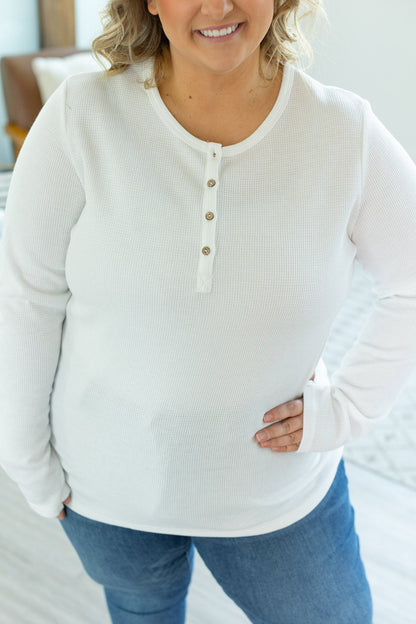 Michelle Mae Harper Long Sleeve Henley - White