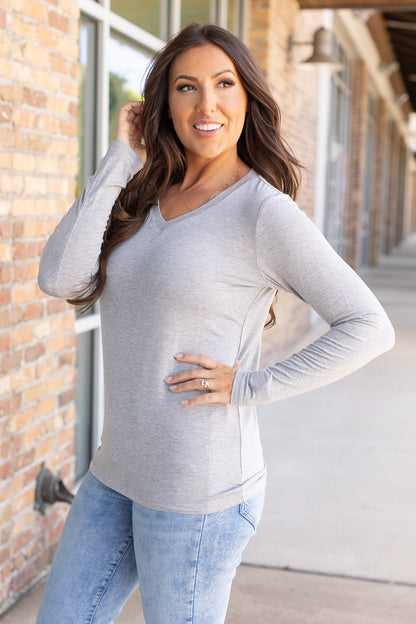 Michelle Mae Larissa Long Sleeve - Light Grey