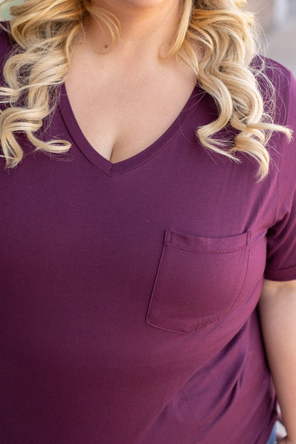 Michelle Mae Sophie Pocket Tee - Burgundy