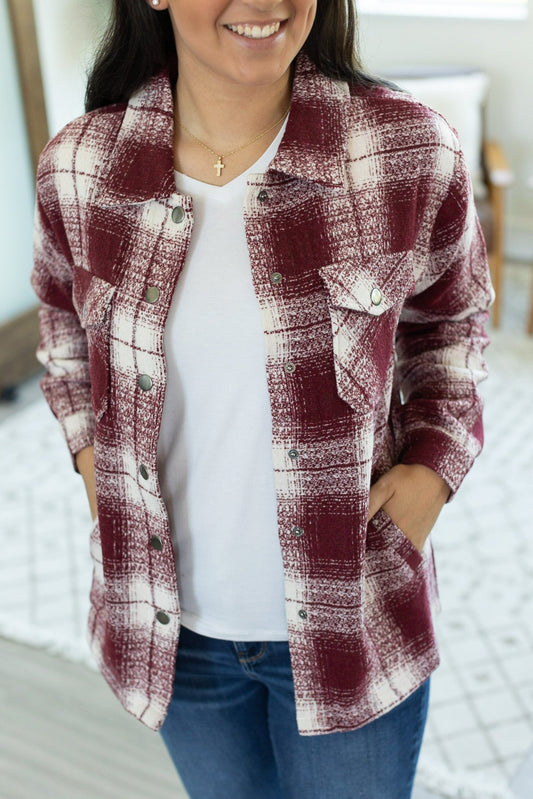 Norah Plaid Shacket - Quilted Burgundy