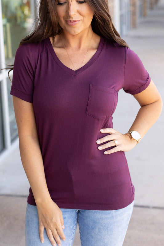 Michelle Mae Sophie Pocket Tee - Burgundy