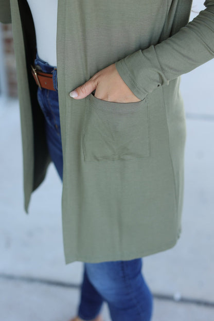 Michelle Mae Classic Cardigan - Olive