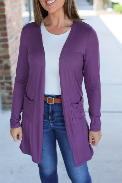 Michelle Mae Classic Cardigan - Purple