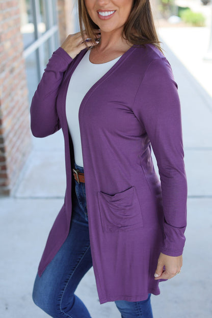 Michelle Mae Classic Cardigan - Purple