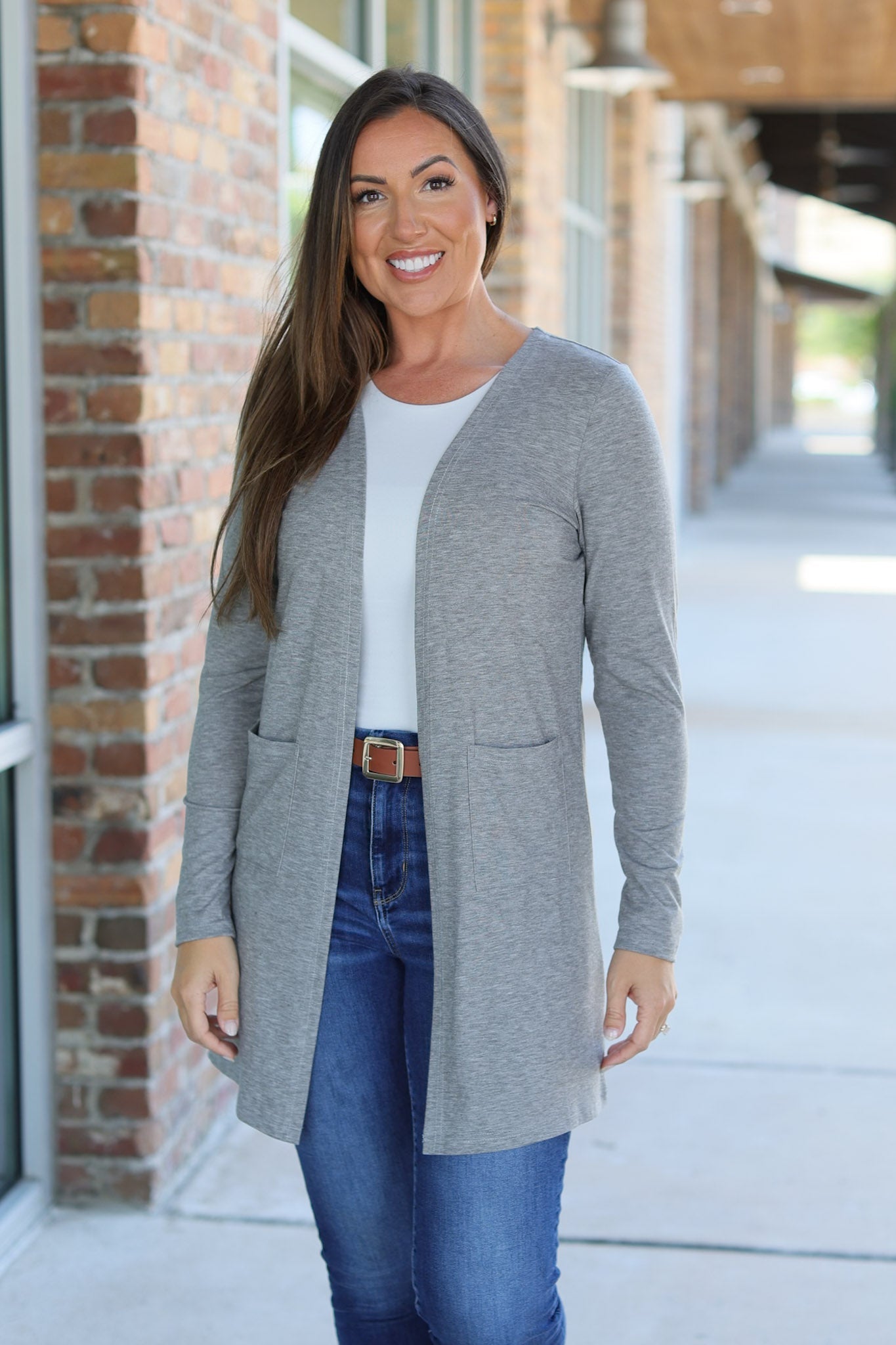 Michelle Mae Classic Cardigan - Light Grey