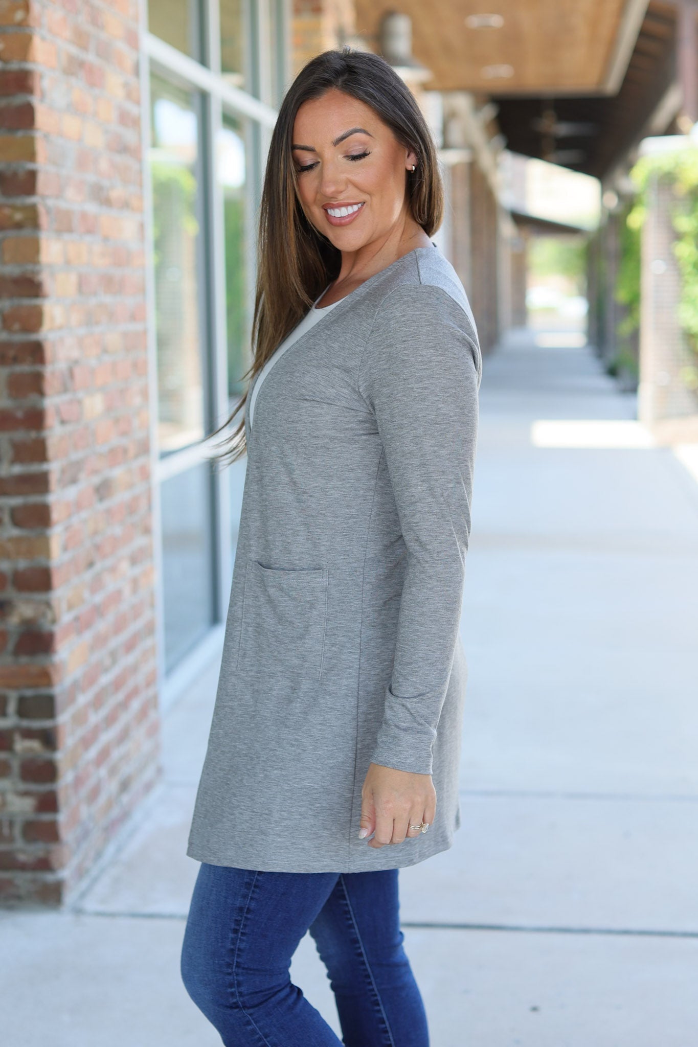 Michelle Mae Classic Cardigan - Light Grey