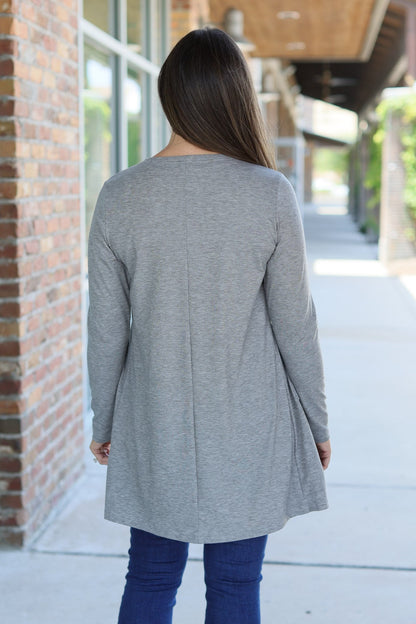 Michelle Mae Classic Cardigan - Light Grey