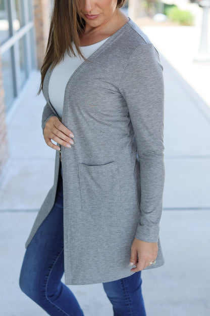 Michelle Mae Classic Cardigan - Light Grey