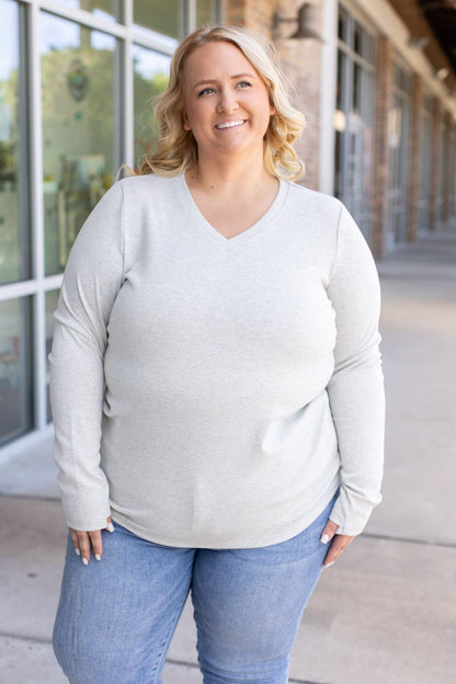 Michelle Mae Leah Long Sleeve Top - Light Grey