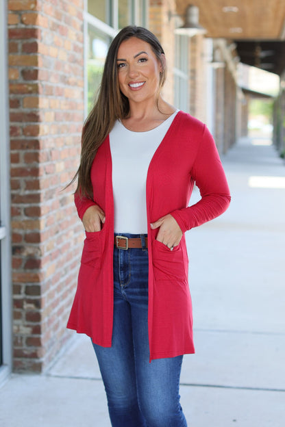 Michelle Mae Classic Cardigan - Red