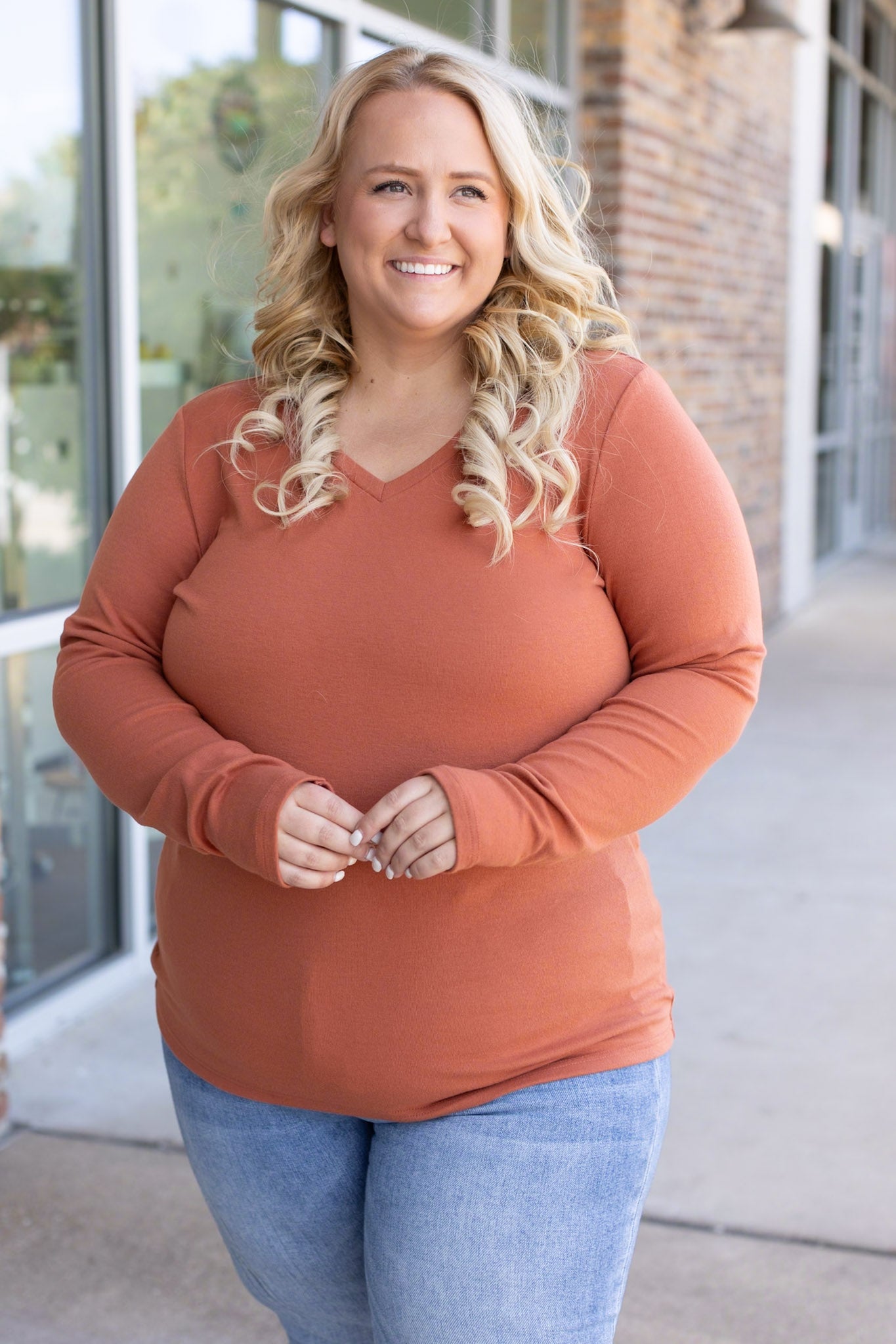 Michelle Mae Leah Long Sleeve Top - Pumpkin