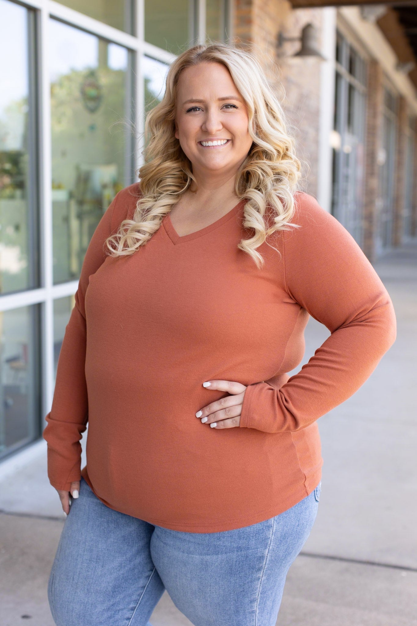 Michelle Mae Leah Long Sleeve Top - Pumpkin