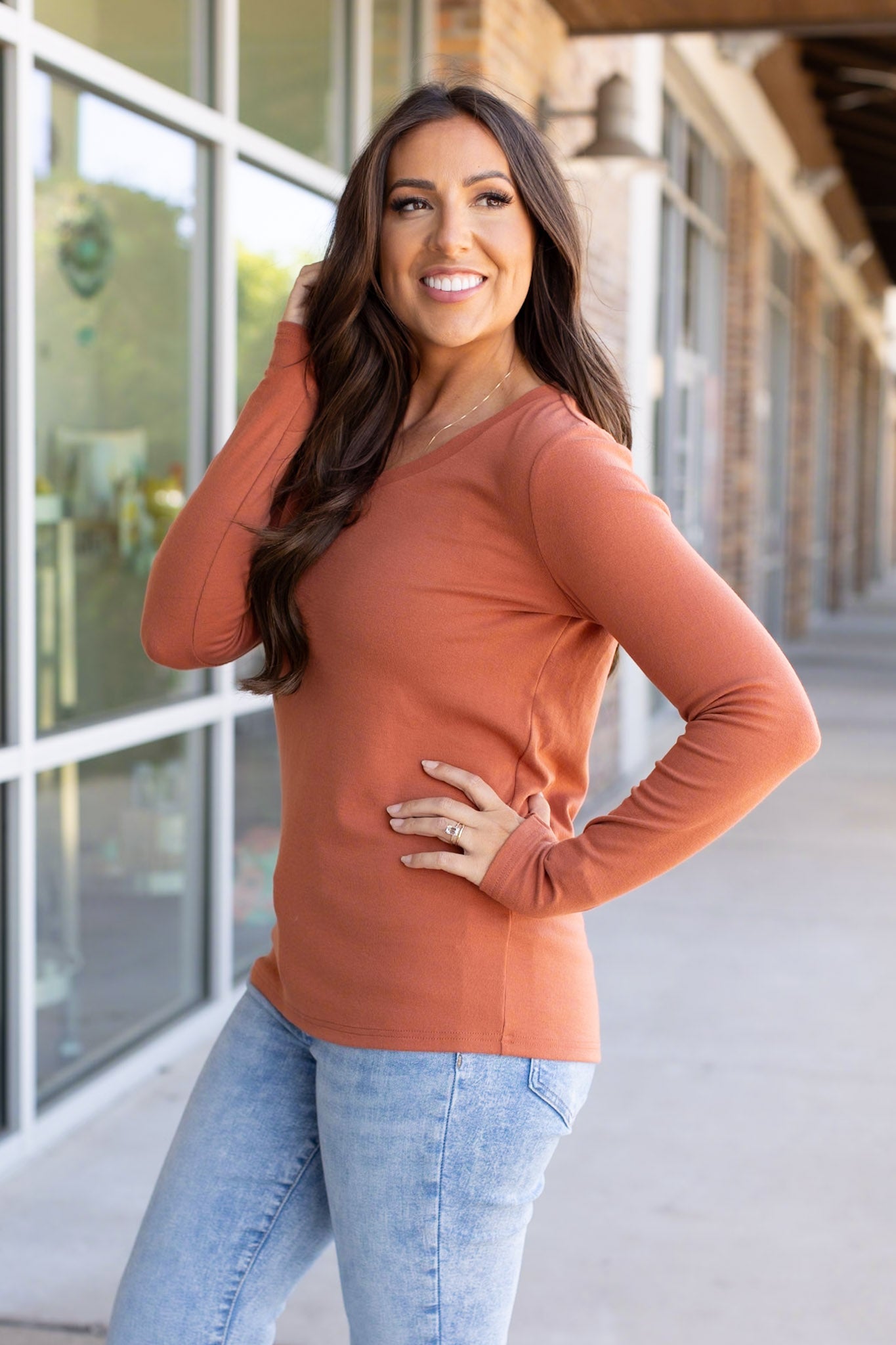 Michelle Mae Leah Long Sleeve Top - Pumpkin