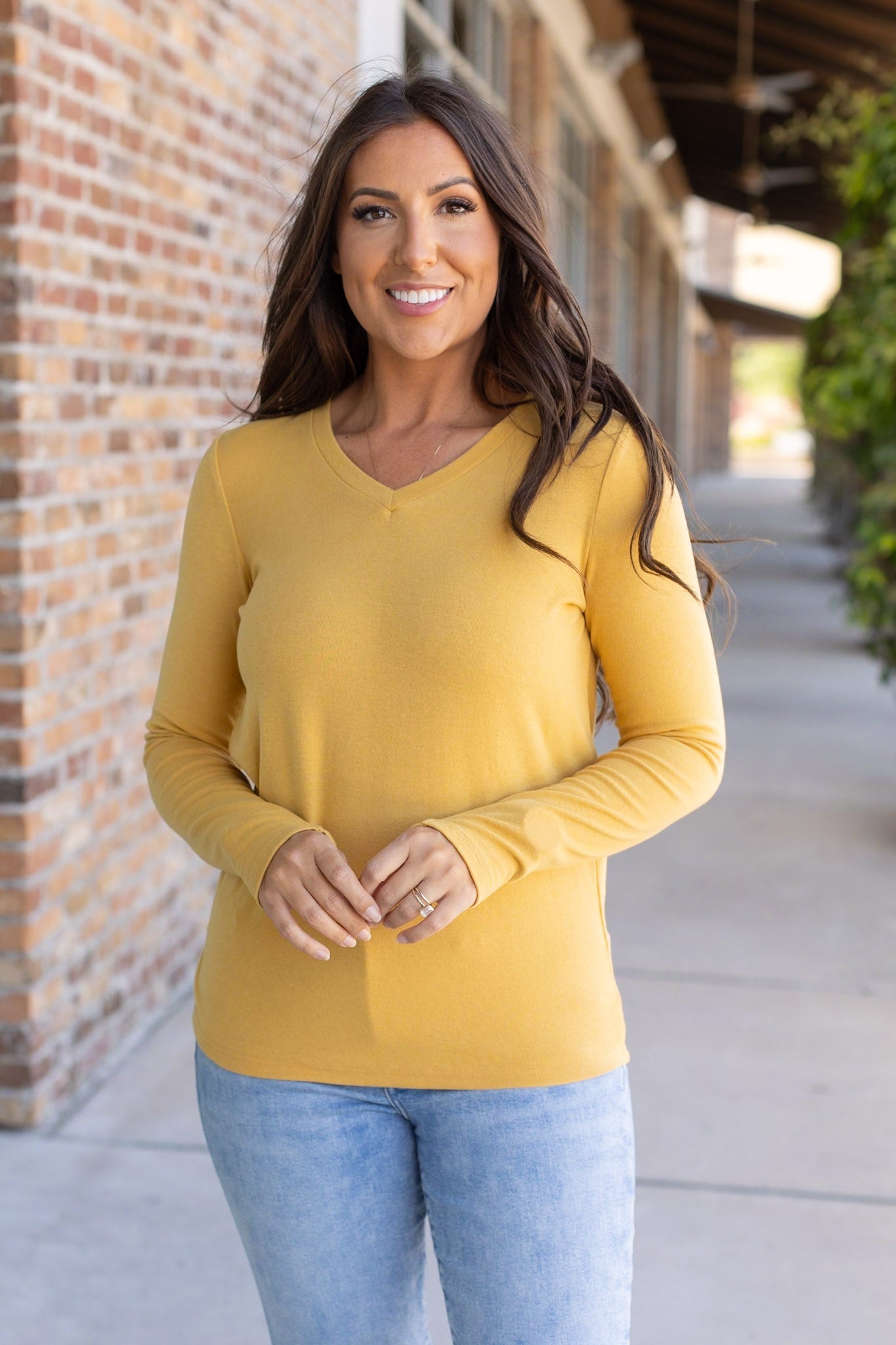 Michelle Mae Leah Long Sleeve Top - Mustard