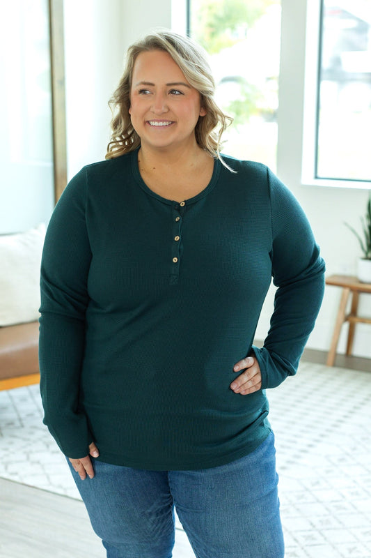 Michelle Mae Harper Long Sleeve Henley - Evergreen