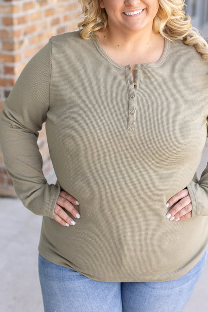 Michelle Mae Harper Long Sleeve Henley - Olive