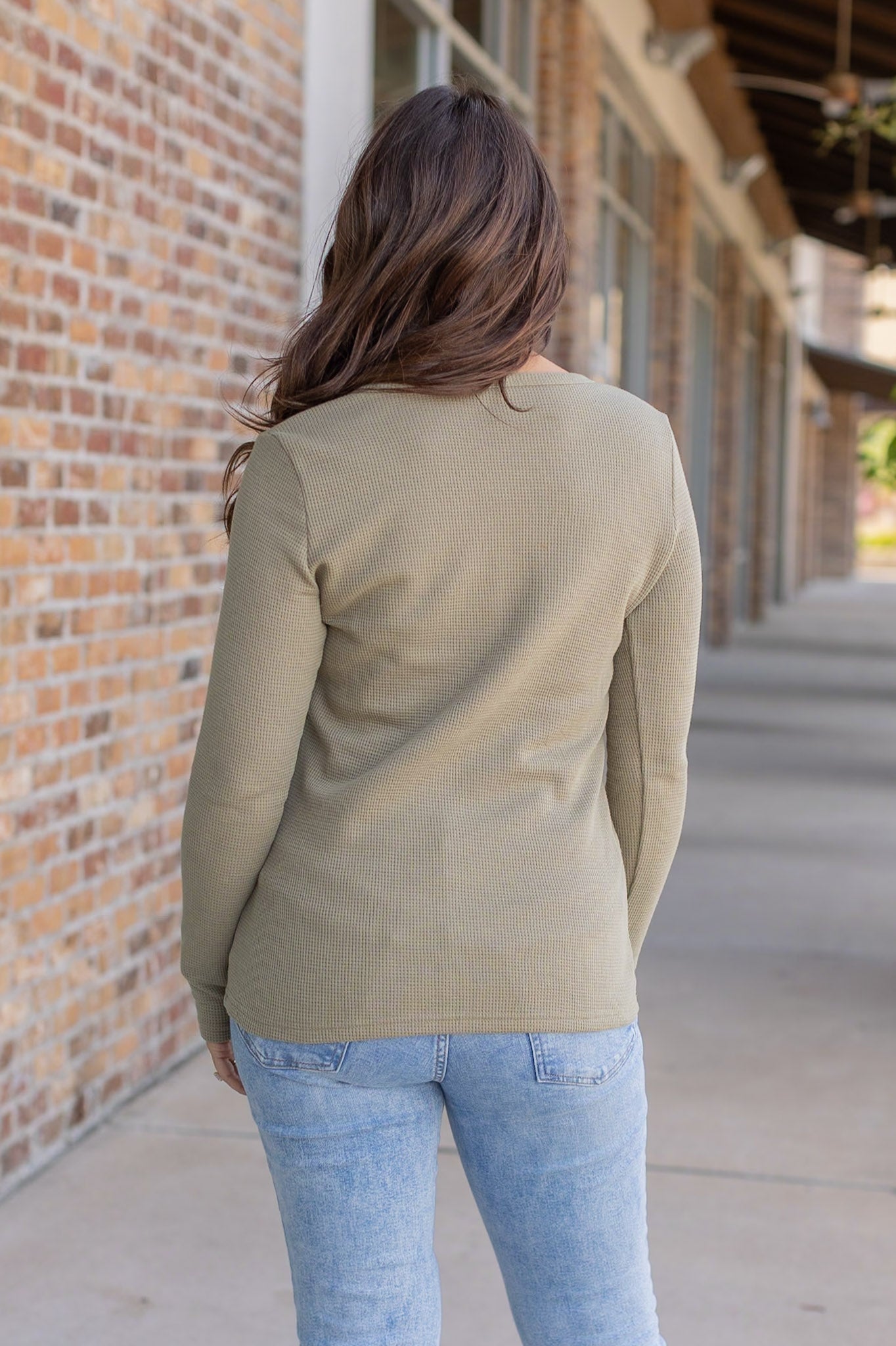 Michelle Mae Harper Long Sleeve Henley - Olive