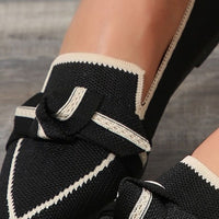 PREORDER: Bow Contrast Trim Point Toe Loafers