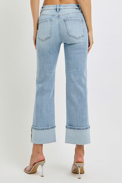 Everyday Charm Ankle Cuffed Straight-Leg Jeans