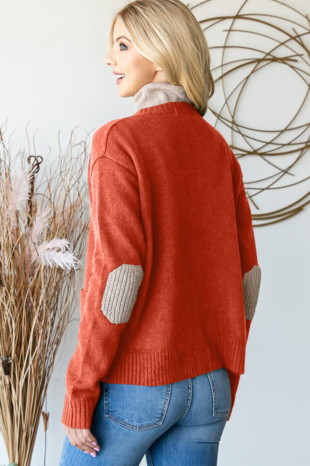 Cozy Charm Buttoned Cardigan Orange Red