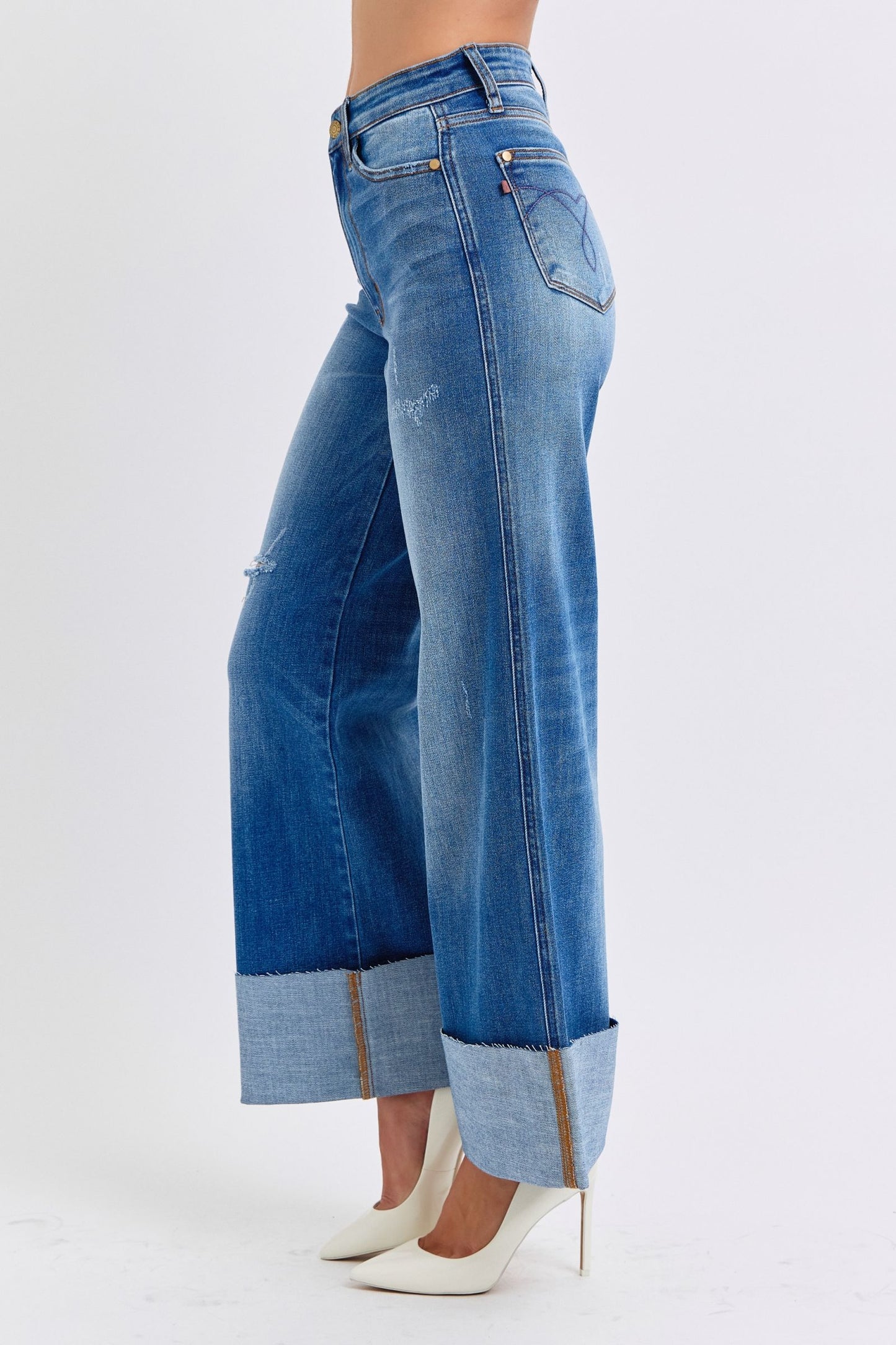 Rebel Chic High-Waist Wide-Leg Jeans