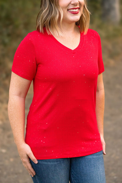 Michelle Mae Olivia Tee - Red Sparkle