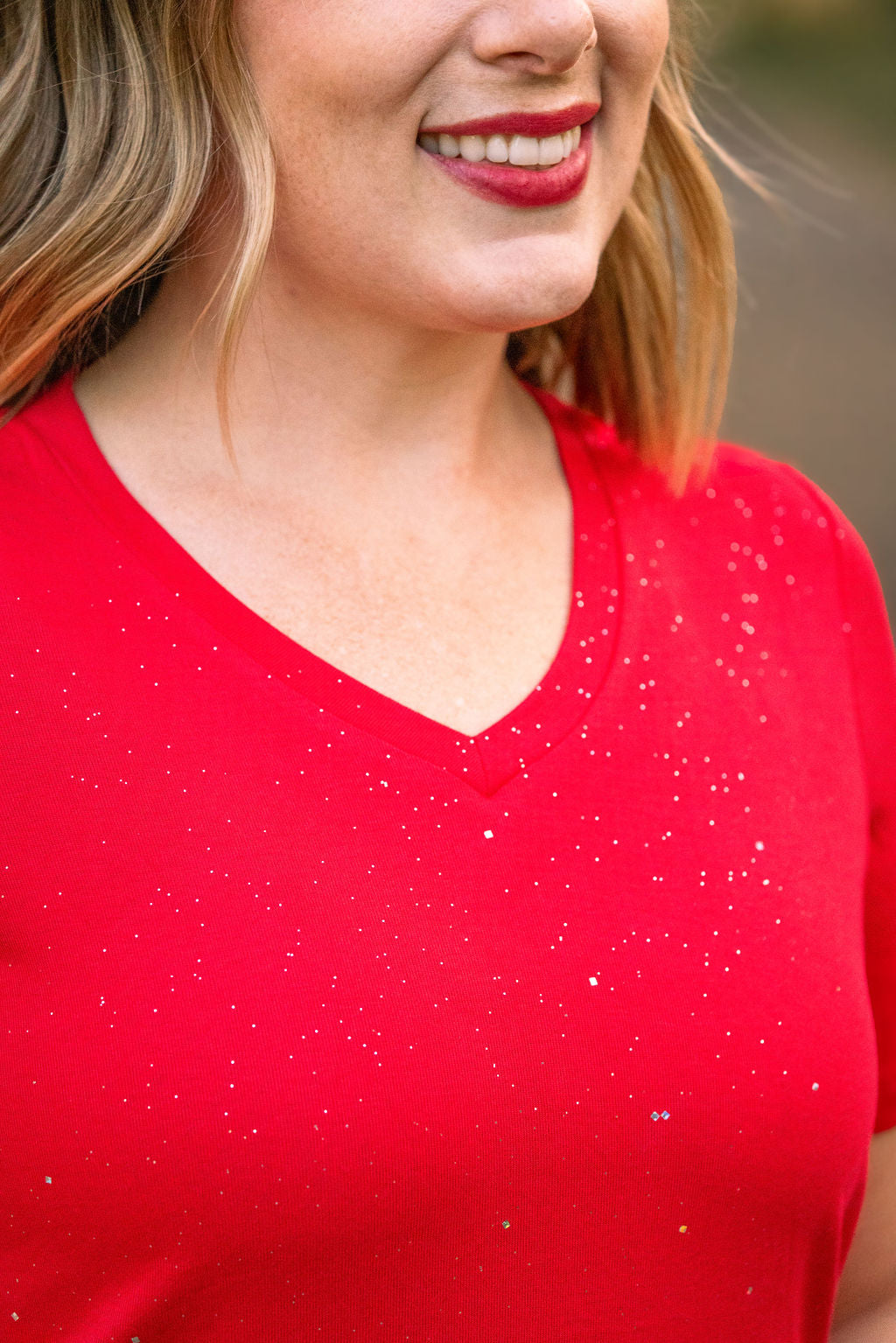 Michelle Mae Olivia Tee - Red Sparkle