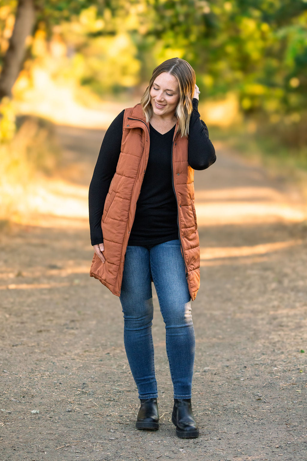 Michelle Mae Harlow Long Vest - Cinnamon