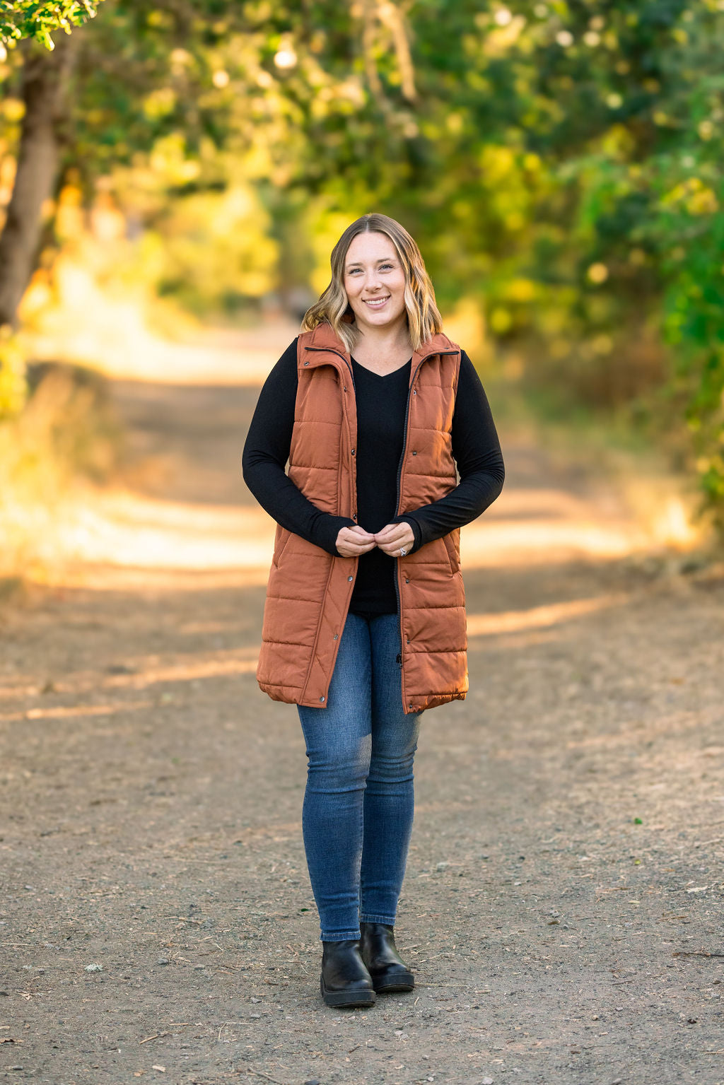 Michelle Mae Harlow Long Vest - Cinnamon