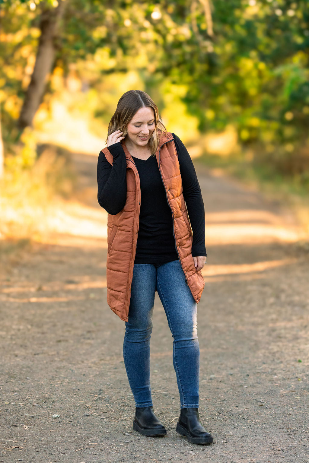 Michelle Mae Harlow Long Vest - Cinnamon