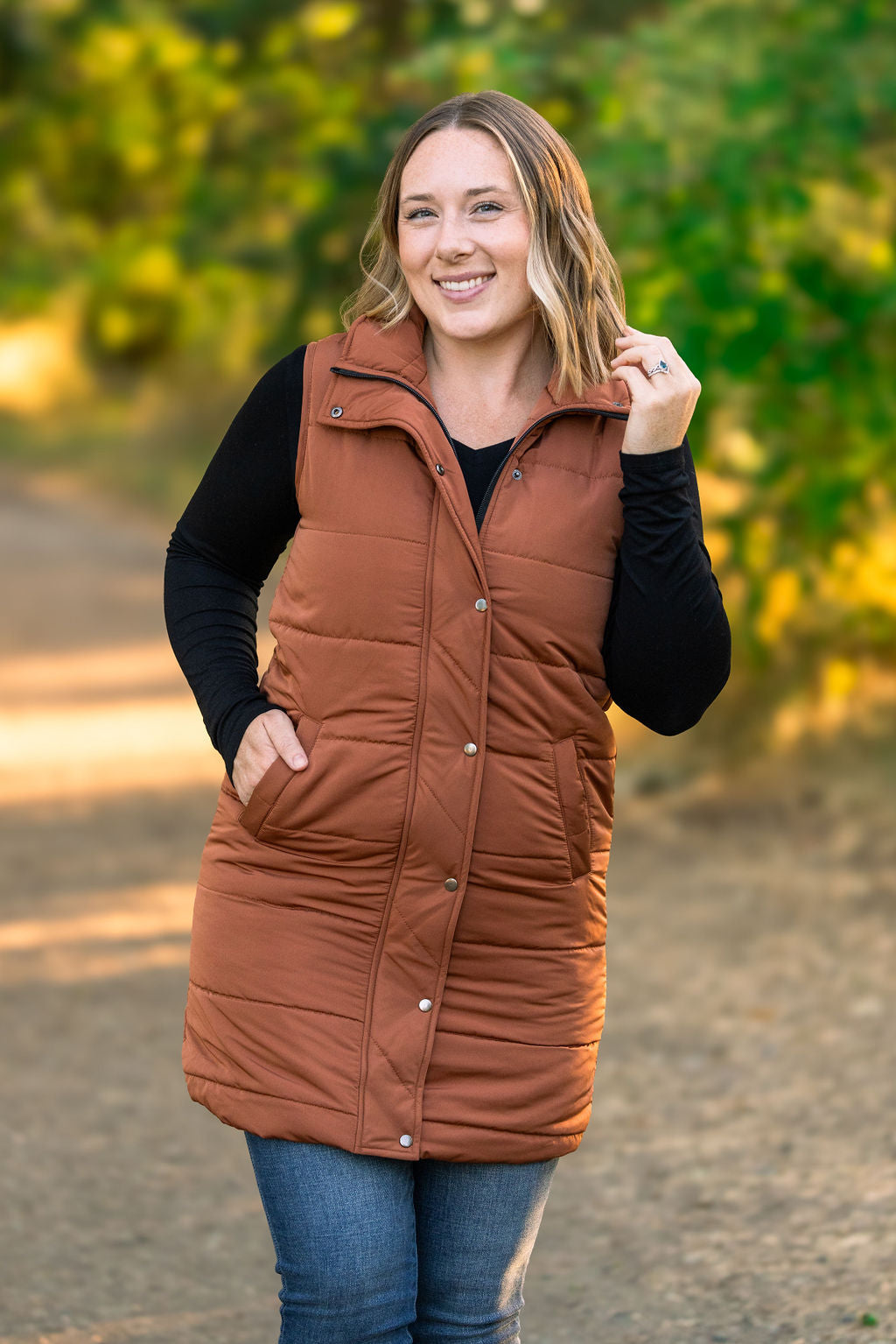 Michelle Mae Harlow Long Vest - Cinnamon