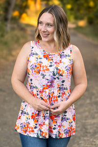 Michelle Mae Renee Ruffle Tank - Fall Floral Leaves