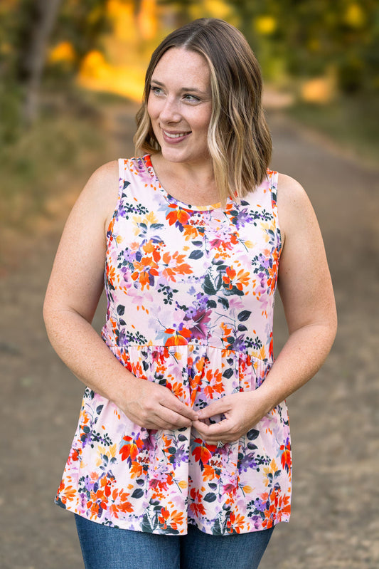 Michelle Mae Renee Ruffle Tank - Fall Floral Leaves