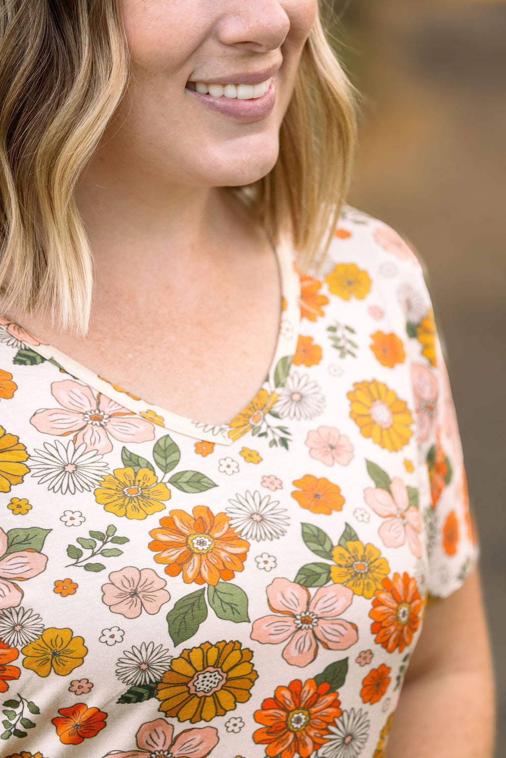 Michelle Mae Chloe Cozy Tee - Fall Boho Floral