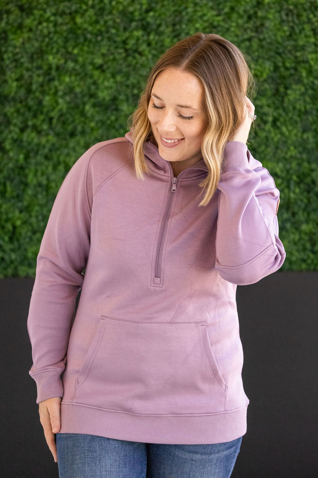 Michelle Mae Scuba HalfZip Hoodie - Lavender