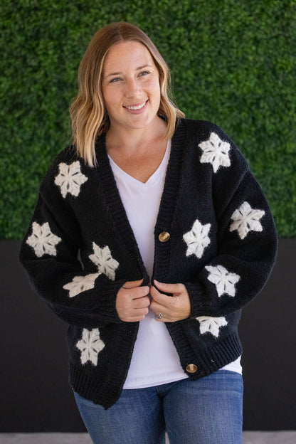 Michelle Mae Snowflake Cardigan - Black