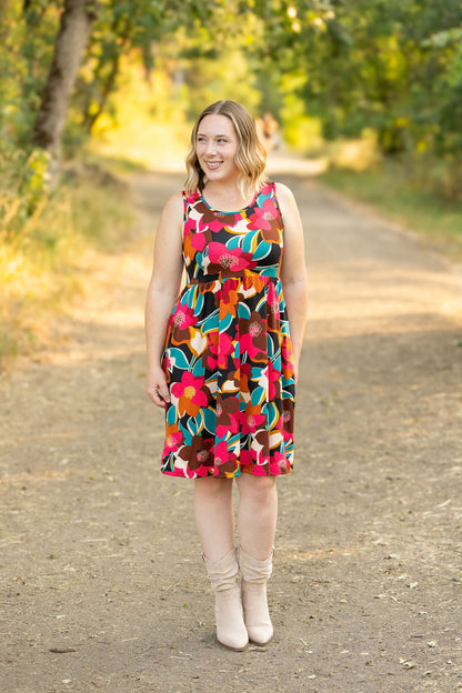 Michelle Mae Kelsey Tank Dress - Bold Magenta Floral