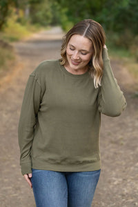 Michelle Mae Corrine Ribbed Pullover Top - Olive