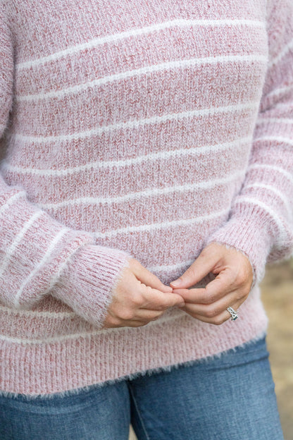 Michelle Mae Cozy Striped Sweater - Mauve