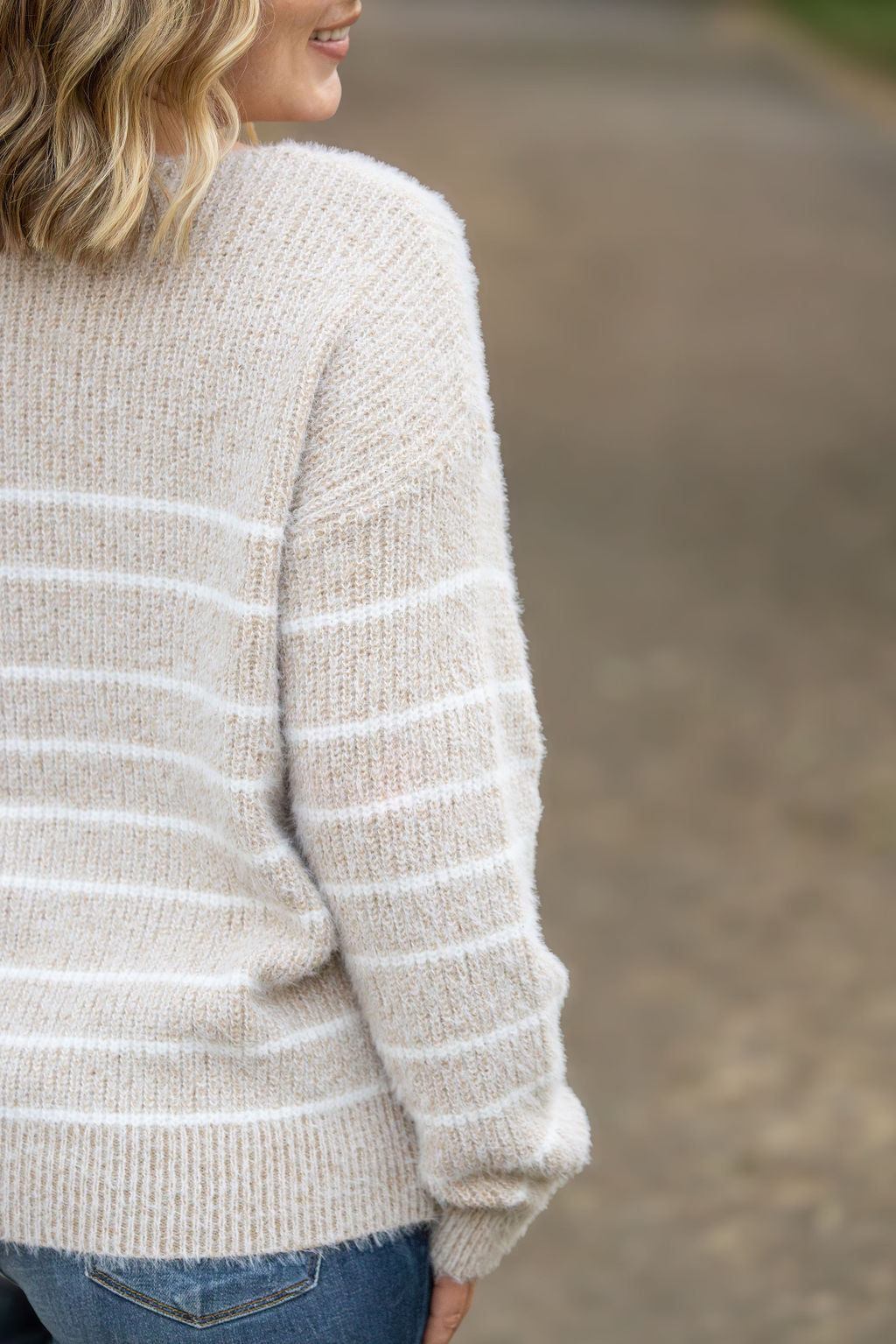 Michelle Mae Cozy Striped Sweater - Natural