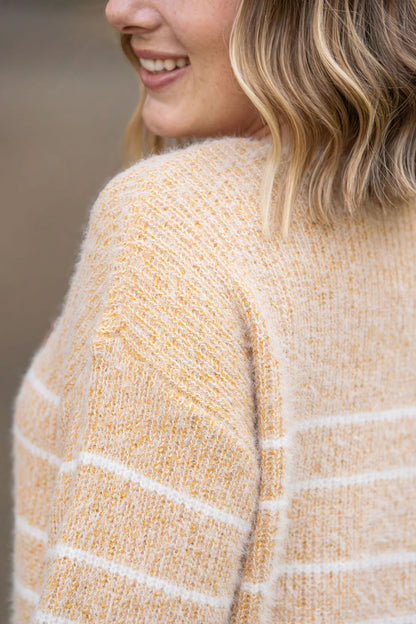 Michelle Mae Cozy Striped Sweater - Mustard