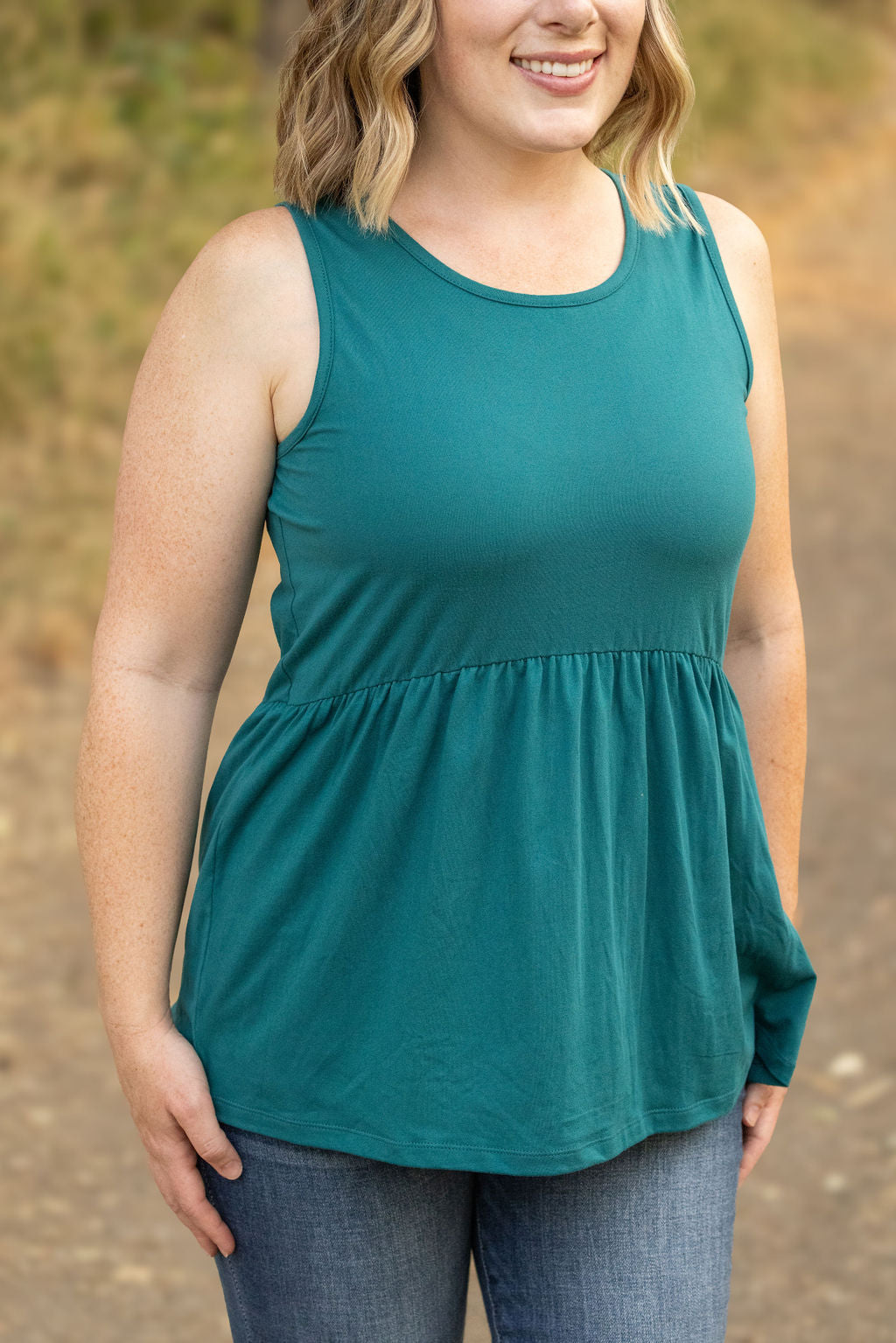 Michelle Mae Renee Ruffle Tank - Teal