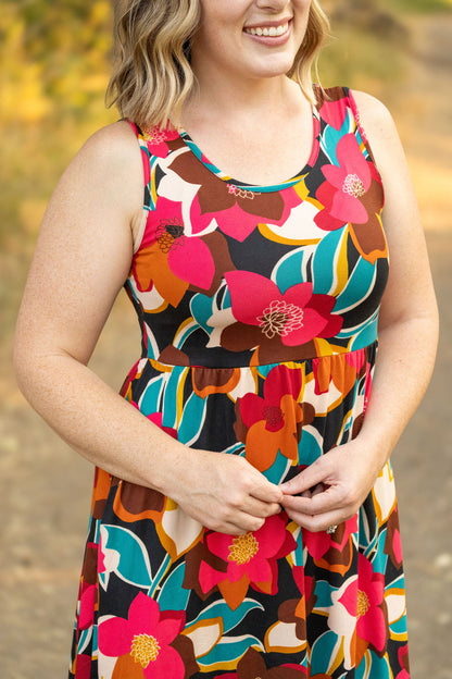 Michelle Mae Kelsey Tank Dress - Bold Magenta Floral